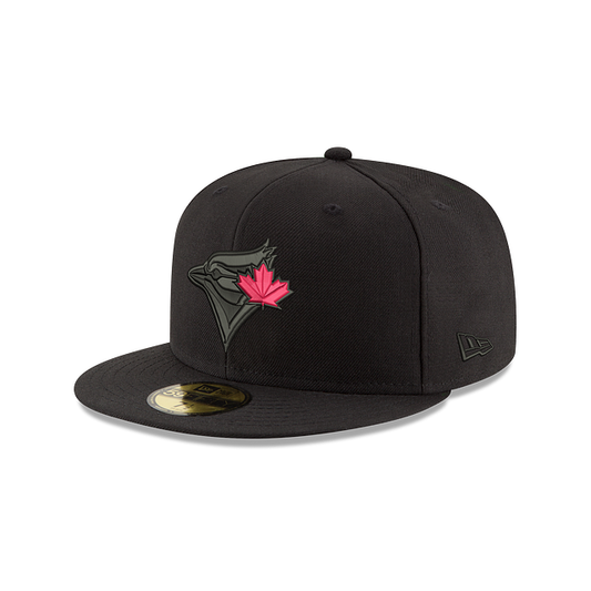 Toronto Blue Jays Black On Black 59FIFTY Red Leaf Fitted