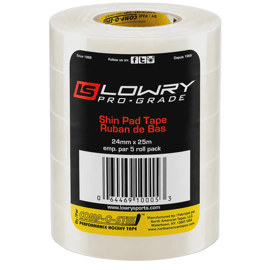 Lowry Sports Pro-Grade Clear Hockey Sock Tape – 5 Pack (Small Roll)